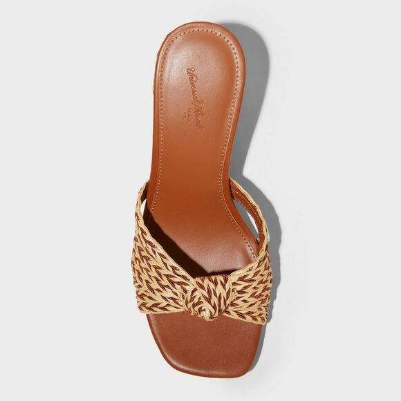 Open Box - Universal Thread - Women's Aaliyah Raffia Strappy Knot San Cognac - Picture 3 of 4